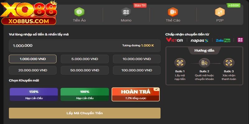 Biểu mẫu nạp tiền Xo88 bằng Codepay Biểu mẫu nạp tiền Xo88 bằng Codepay